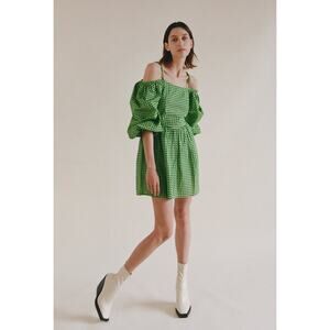 Rationalle Neshant Green Black Mini Geometric Dress Womens  Size Medium